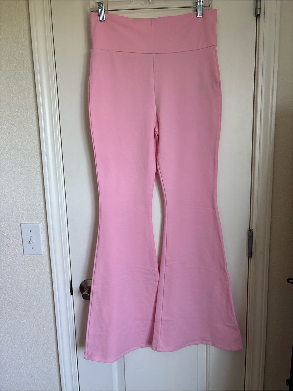 Edikted Naomi Foldover Flared Leggings NWT Light Pink - Size Lg
